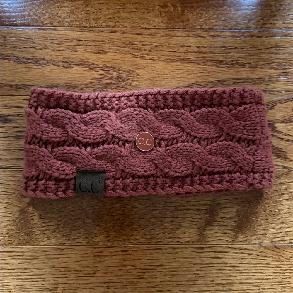 C.C Women's Dusty Orange Cable Knit Headband